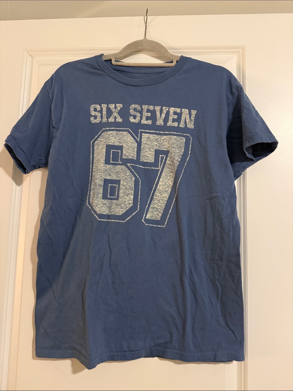Blue 'Six Seven 67' Graphic Men's T-Shirt